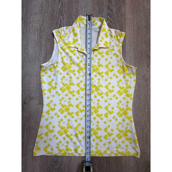 Nike Golf|Dri-Fit‎ Womens|Sleeveless Polo|Yellow/White|SZ M - Picture 3 of 6